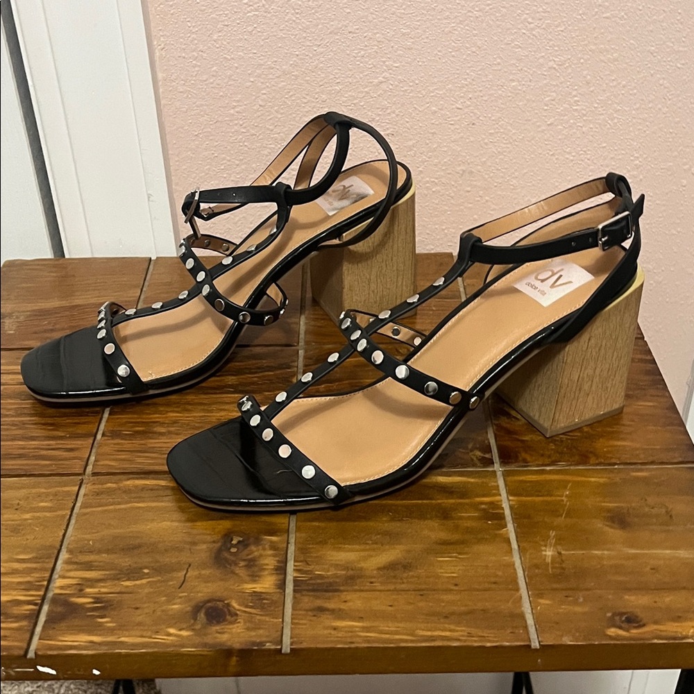 DV by Dolce Vita Black and Tan Studded Heels